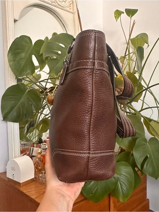 Y2k Coach Brown Leather Tote with Turnlock